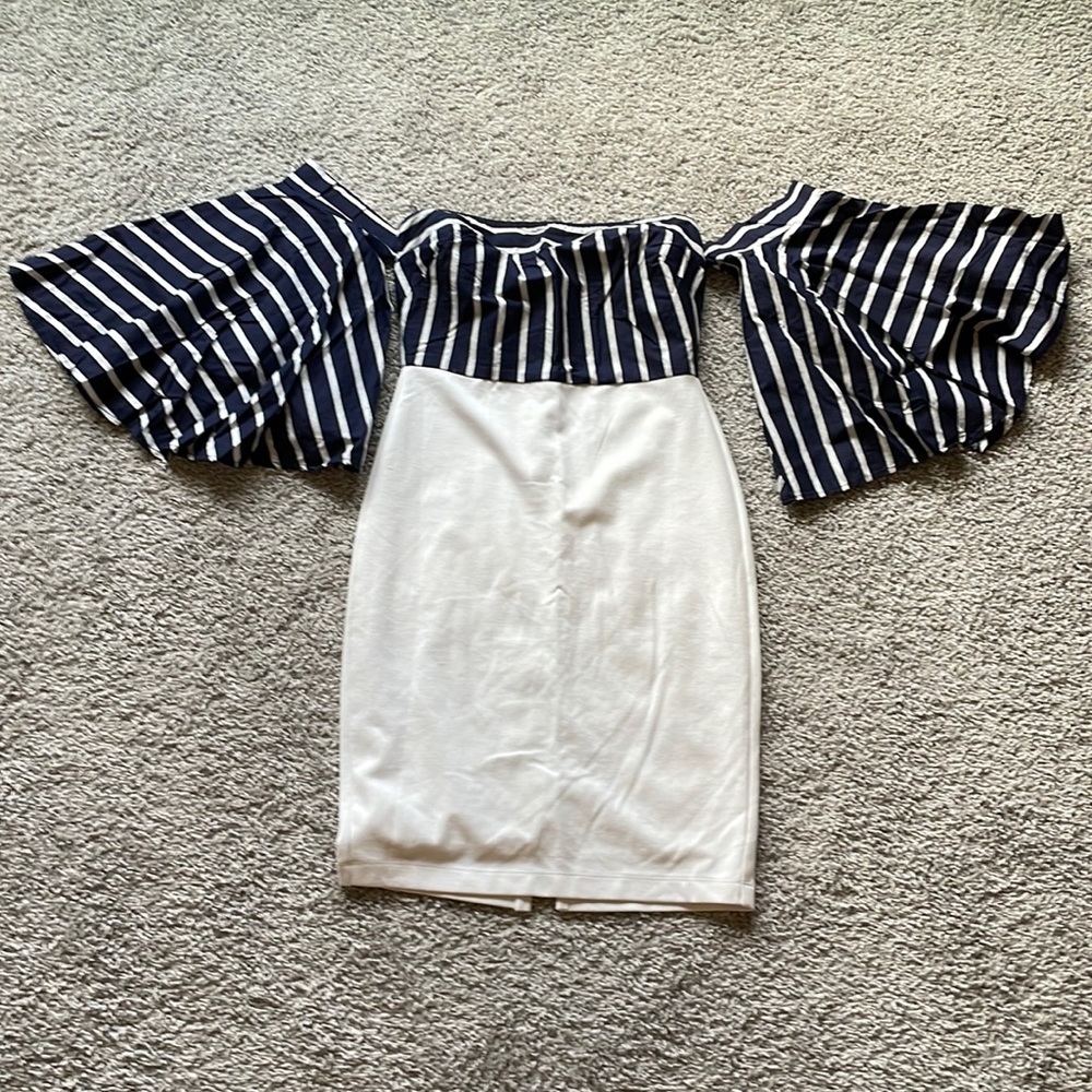 Venus off the Shoulder Striped Dress